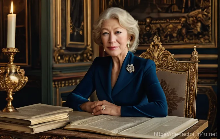 Helen Mirren의 왕실 역할들 - Here are three detailed image generation prompts in English, inspired by Helen Mirren's iconic royal...